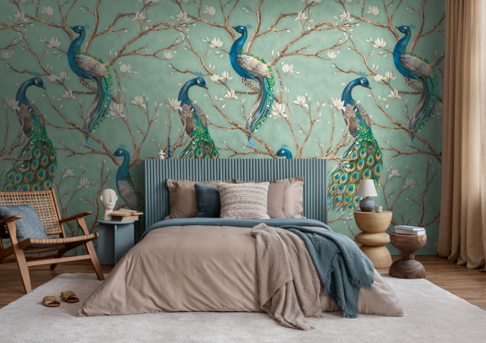 79223-9 Панно AS Creation 159*280, Павлины в цветущем саду