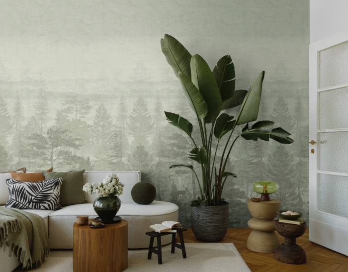 77069-1 Панно AS Creation 159*280, Олени в туманном лесу